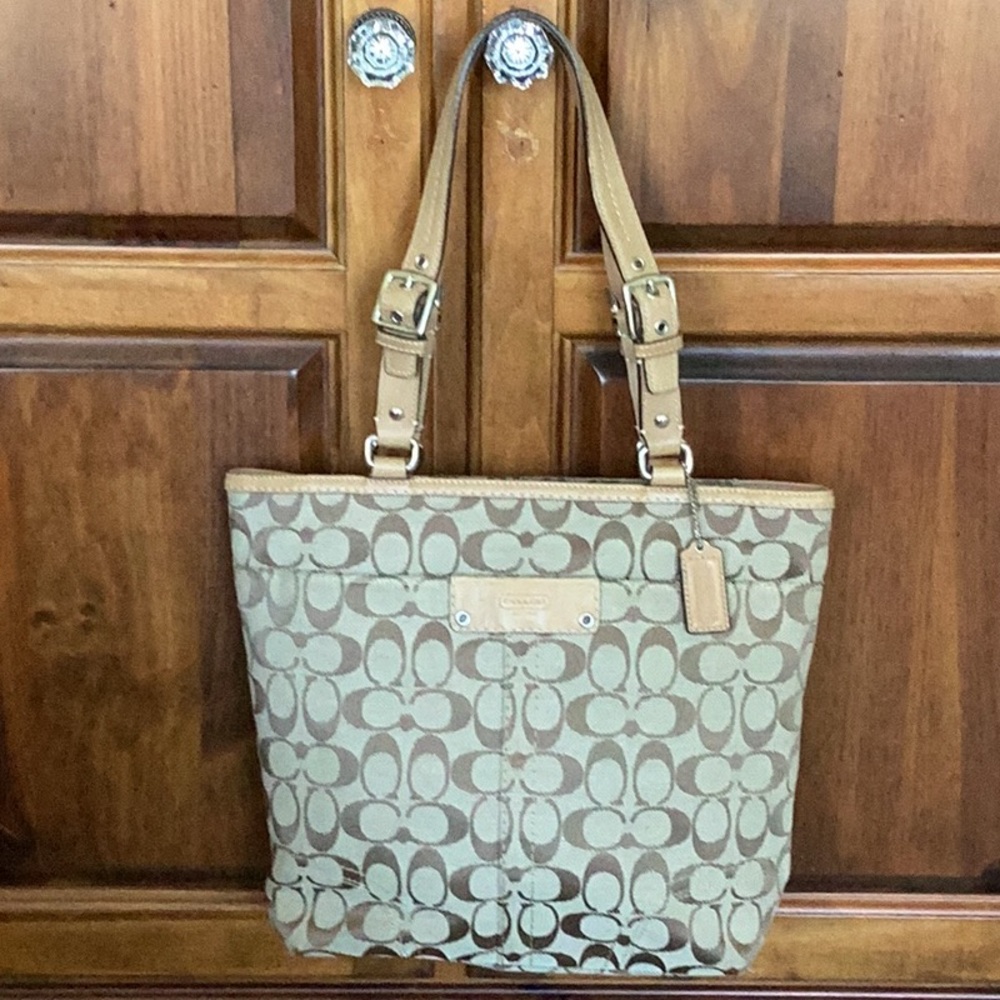 Coach Tan and Brown Tote Bag